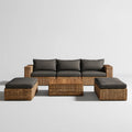 4-częściowy zestaw wypoczynkowy z technorattanu PE brązowo-grafitowy, sofa 210 × 75 × 70 cm