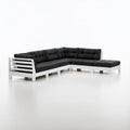 Narożna sofa ogrodowa w kształcie L, czarno-biała, 250 × 250 × 70 cm